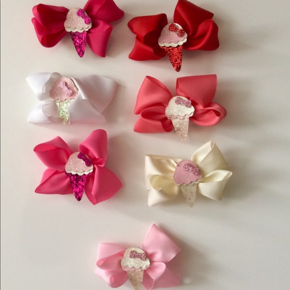 7 ICE CREAM 🍦 Girl Bow hair clips - Picture 2 of 4